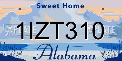 1IZT310 Alabama License Plate