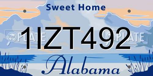 1IZT492 Alabama License Plate