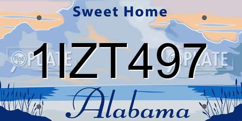 1IZT497 Alabama License Plate