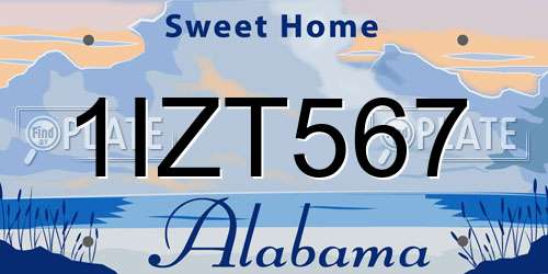 1IZT567 Alabama License Plate