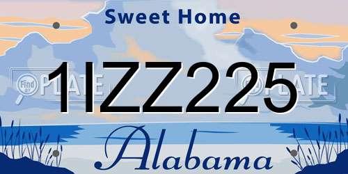 1IZZ225 Alabama License Plate