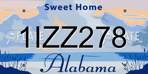 1IZZ278 Alabama License Plate