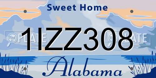 1IZZ308 Alabama License Plate