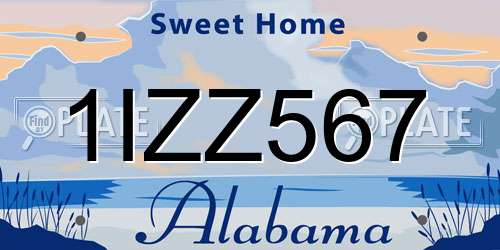 1IZZ567 Alabama License Plate