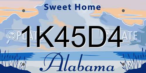 1K45D4 Alabama License Plate