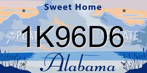1K96D6 Alabama License Plate