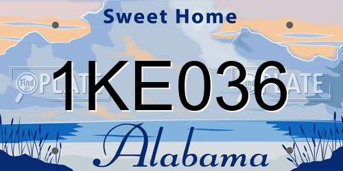 1KE036 Alabama License Plate
