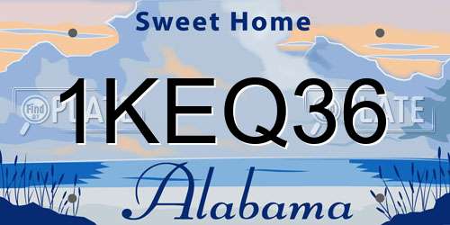 1KEQ36 Alabama License Plate