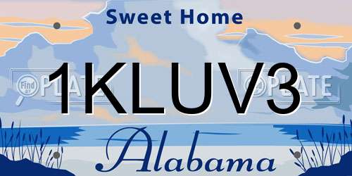 1KLUV3 Alabama License Plate