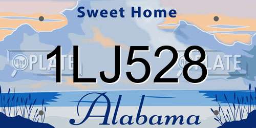 1LJ528 Alabama License Plate