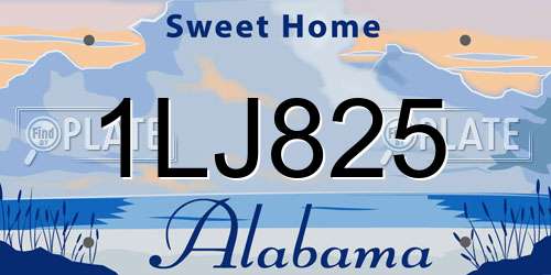1LJ825 Alabama License Plate