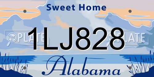 1LJ828 Alabama License Plate