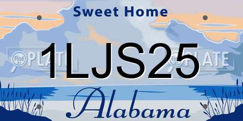 1LJS25 Alabama License Plate