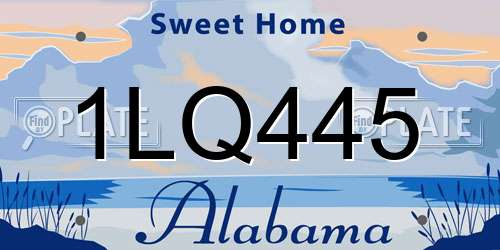 1LQ445 Alabama License Plate