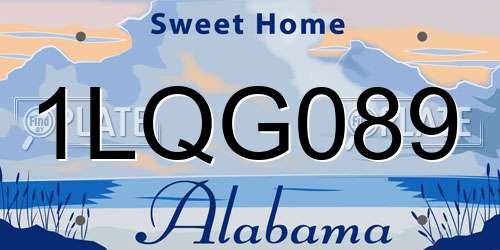 1LQG089 Alabama License Plate