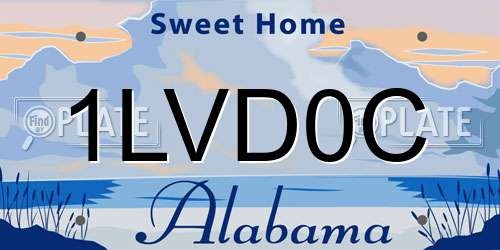 1LVD0C Alabama License Plate