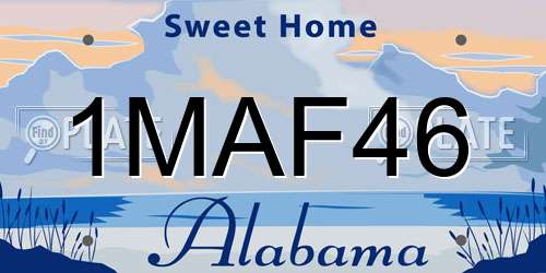 1MAF46 Alabama License Plate