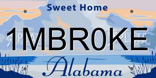 1MBR0KE Alabama License Plate