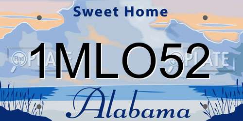 1MLO52 Alabama License Plate