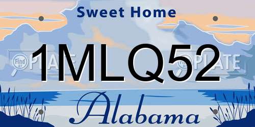 1MLQ52 Alabama License Plate