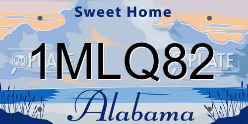 1MLQ82 Alabama License Plate