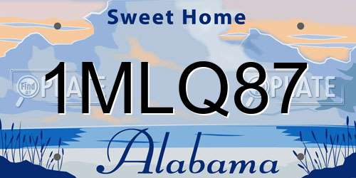 1MLQ87 Alabama License Plate
