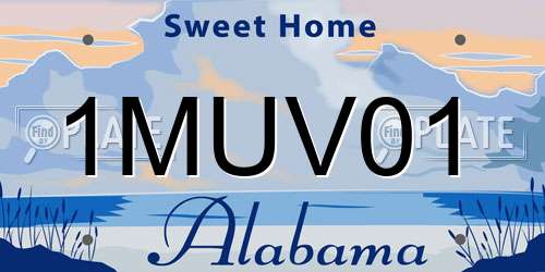 1MUV01 Alabama License Plate