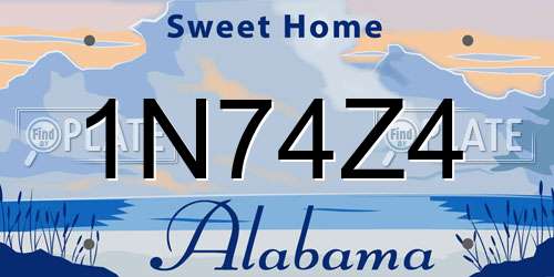 1N74Z4 Alabama License Plate