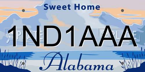 1ND1AAA Alabama License Plate