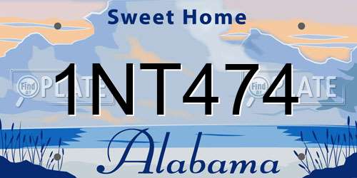1NT474 Alabama License Plate