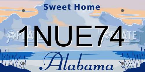 1NUE74 Alabama License Plate