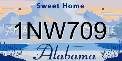 1NW709 Alabama License Plate