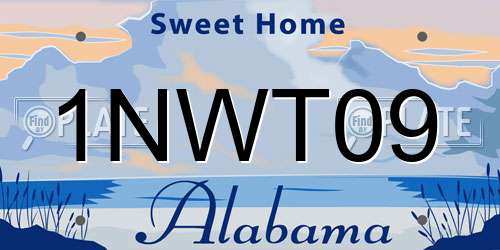 1NWT09 Alabama License Plate
