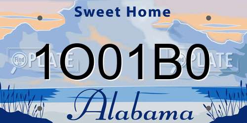 1O01B0 Alabama License Plate