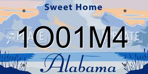 1O01M4 Alabama License Plate