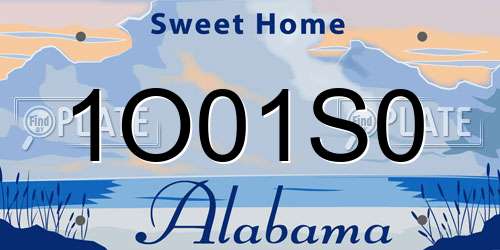 1O01S0 Alabama License Plate