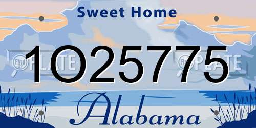 1O25775 Alabama License Plate