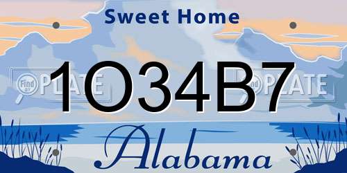 1O34B7 Alabama License Plate