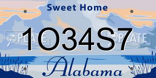 1O34S7 Alabama License Plate