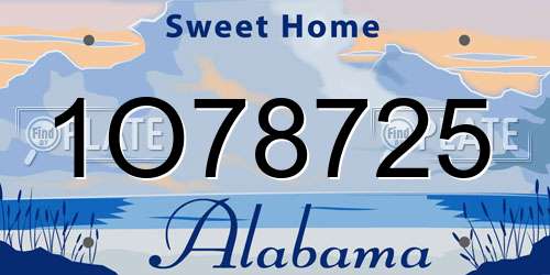 1O78725 Alabama License Plate