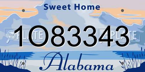 1O83343 Alabama License Plate