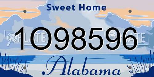 1O98596 Alabama License Plate
