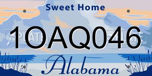 1OAQ046 Alabama License Plate