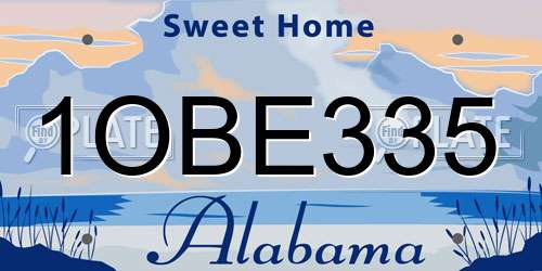 1OBE335 Alabama License Plate