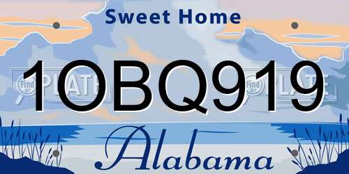 1OBQ919 Alabama License Plate