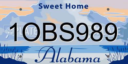 1OBS989 Alabama License Plate