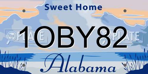 1OBY82 Alabama License Plate