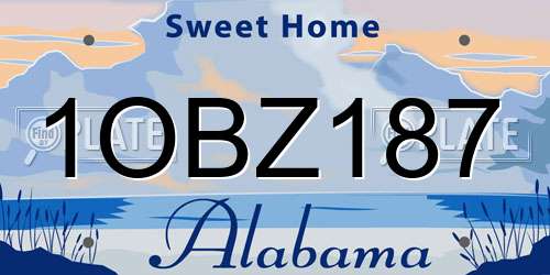 1OBZ187 Alabama License Plate