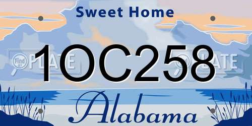 1OC258 Alabama License Plate