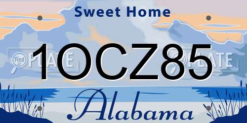 1OCZ85 Alabama License Plate